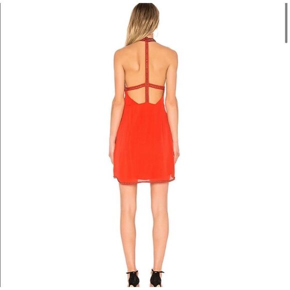 NBD Lourdes Red Beaded Strappy Open-Back Dress Medium NEW - Picture 6 of 12